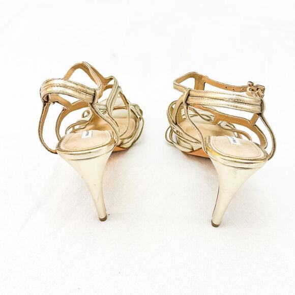 DVF Gold Metallic Cage Stiletto Heel Sandals Open Toe SIze 9 NWOB - Picture 2 of 5